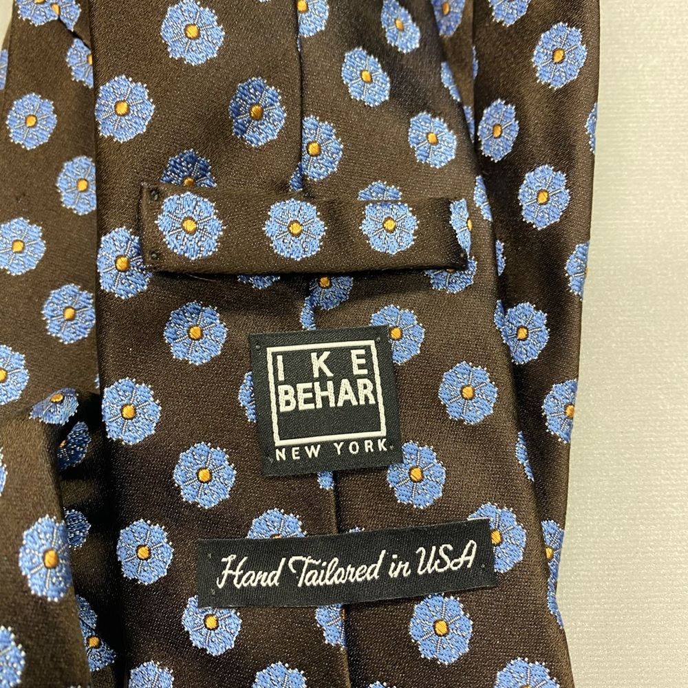 Ike Behar Brown and Blue Floral Tie
